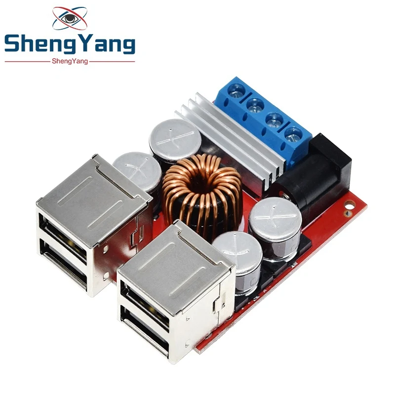 TZT DC 8V-35V zu 5V 8A 40W DC-DC Fahrzeug-Ladeplatine Netzteil Spannungsreduktionsmodul 4-Port USB-Ausgang Mobiles Ladegerät