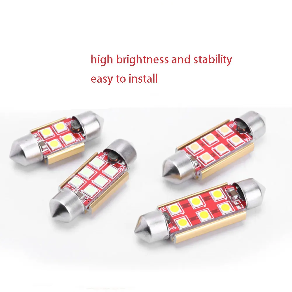 Car Interior Light Bulbs 41mm 12V SMD-1W 6LED Auto RV Interior Dome Lamp Reading Bulbs Universal 2pcs
