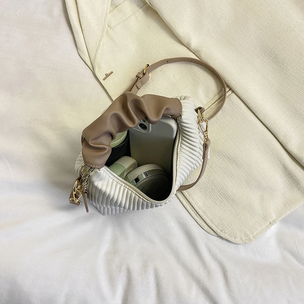 Fashion Handbag Ladies Pleated Cloud Shoulder Bag PU Leather