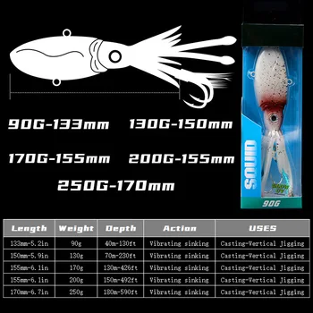 Luminous UV Octopus Squid Skirt Jigging Lures with Assist Hook (90g–250g) 1