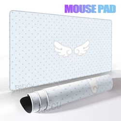 Pink Minimalist Aesthetic Desk Mat with Love Wing Design - Non - Slip Rubber Mousepad Rug - 300x600MM (Wing - 02)