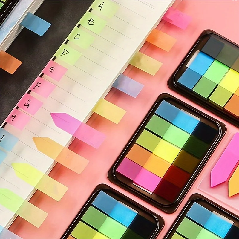 100pcs Fluorescent Index Tabs Sticky Note Page Marker Classification Label Stickers for Book Document Office School Stationery