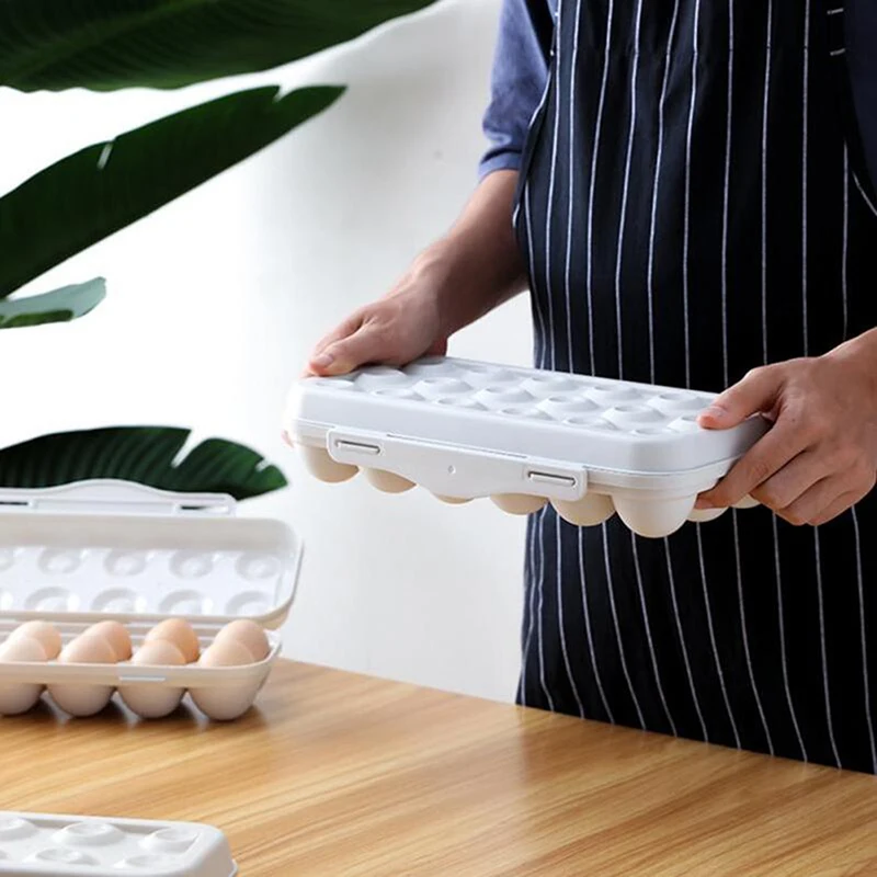 Description Picture 4 of itemEgg Tray Holder Egg Storage Box Refrigerator Crisper Storage Container Camping Picnic BBQ ShockProof Egg Holder Box Organization