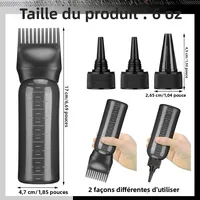 Bouteille d'application d'huile capillaire, avec 3 bouchons buccaux pointus et bouteille de teinture capillaire de 6 onces, peigne à racines, adapté au cuir chevelu (noir et blanc) 6