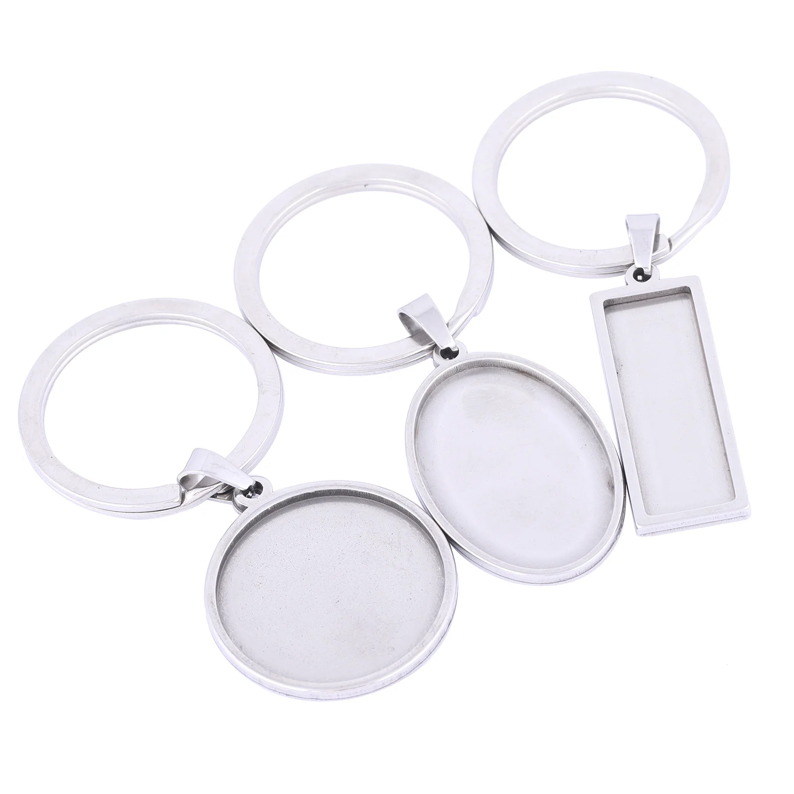 4pcs Stainless Steel Round 25mm Oval 18x25mm Cabochon Keychain Base ...