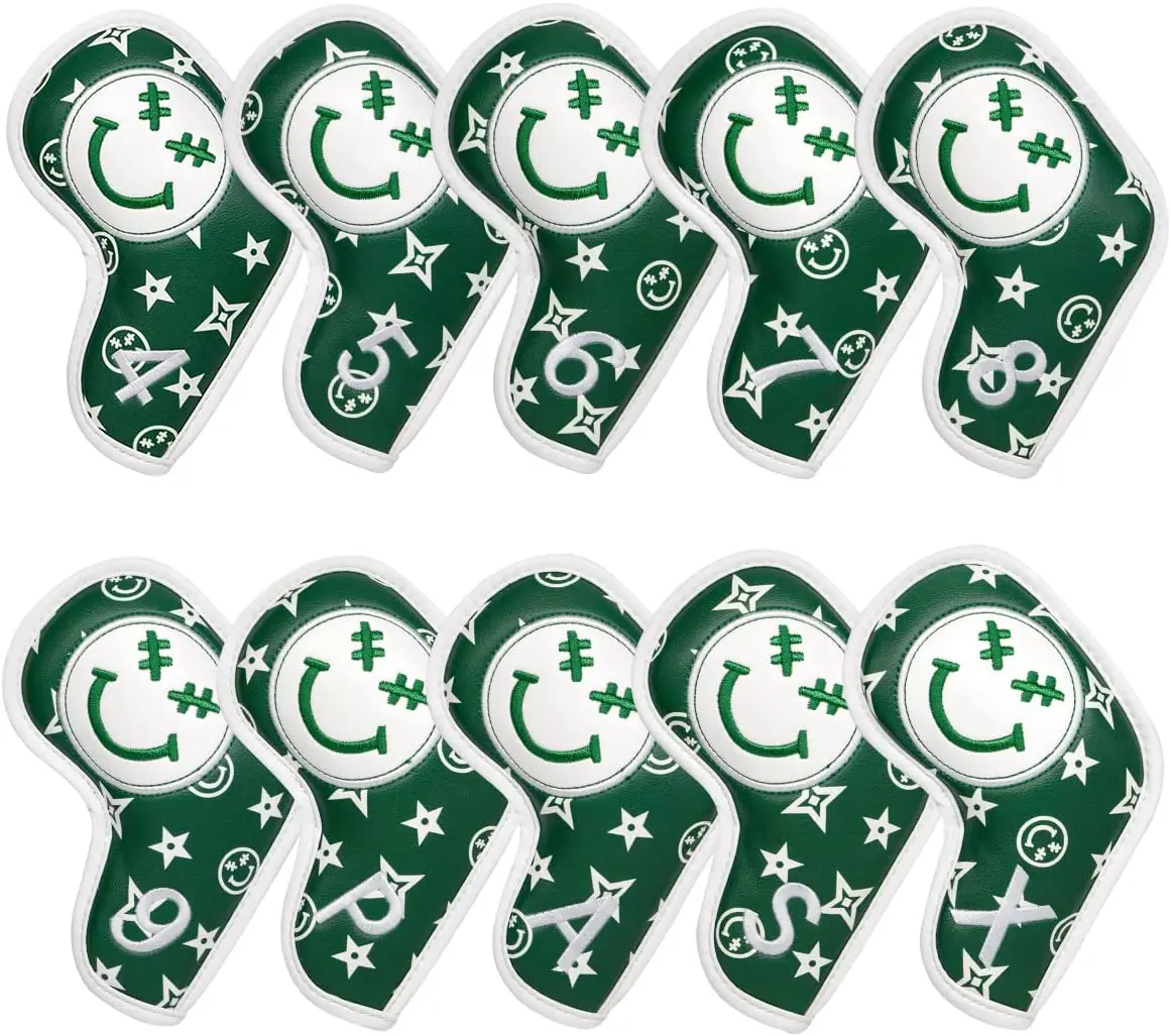 

Golf Iron Head Covers, Golf Headocver for Iron Clubs, Golf Iron Covers Headcovers Set 10pcs fits for All Brand, Color Green,