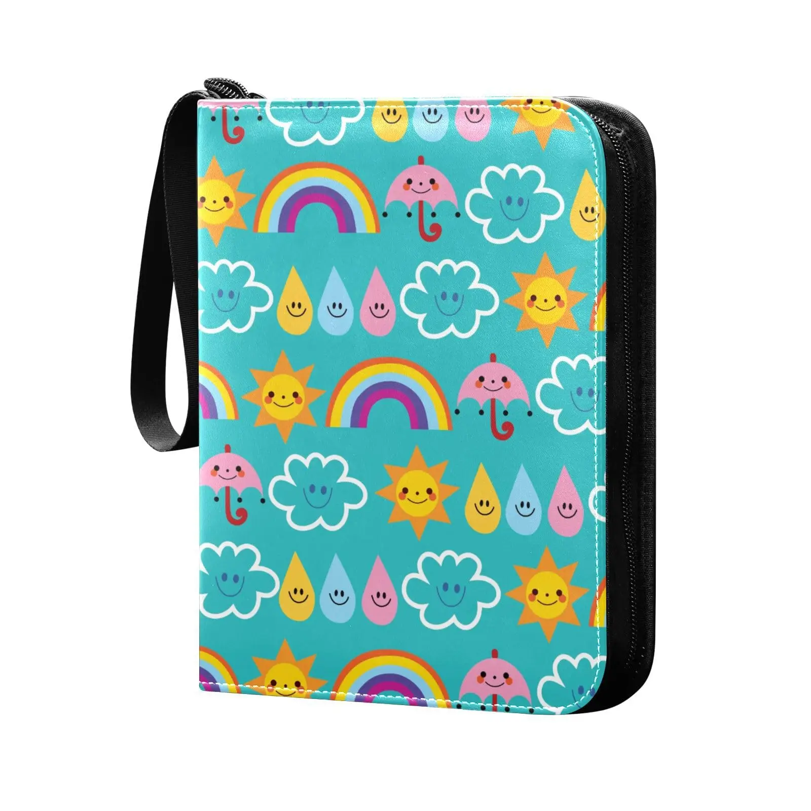 Ombrello Da Sole Raindrop Clouds Rainbow 4 Pocket Card Binder 400 Double Sided Pocket Album Game Card Unique Card Collection Storage