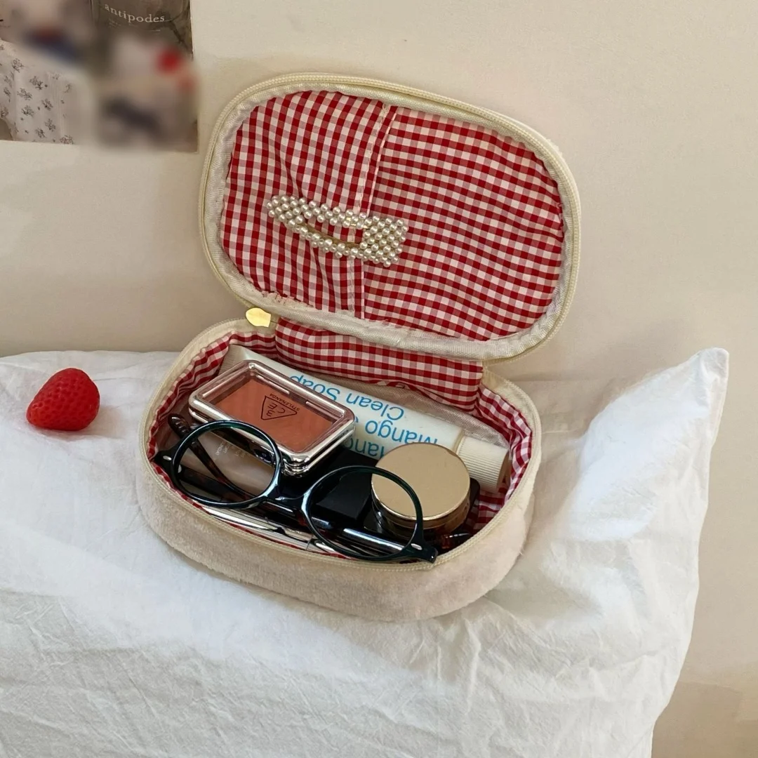Große Kosmetiktasche Aus Plüsch Für Damen Erdbeer Design_voghion.com