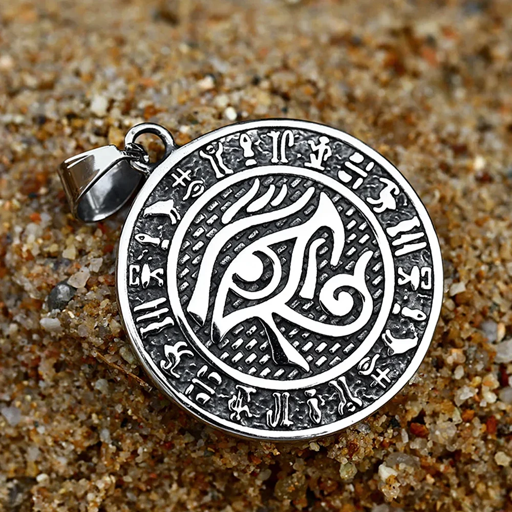 Vintage Eye Of Horus Stainless Steel Pendant For Men Ankh Cross Necklace Rune Fashion Biker Amulet Jewelry Gifts Dropshipping 4