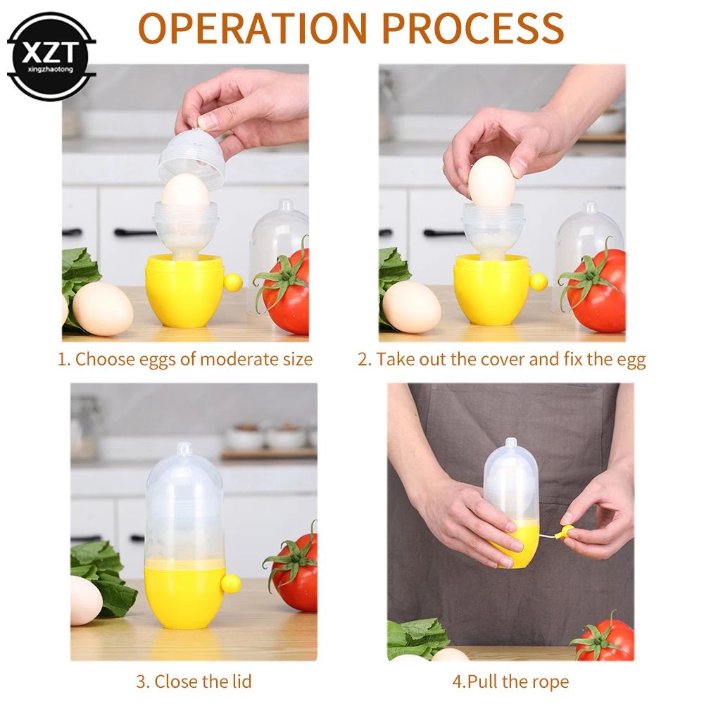 Egg Yolk Shaker Egg Scrambler Gadget Manual Mixing Golden Whisk Eggs Spin Maker Puller Baking Tools Kitchen Accessories