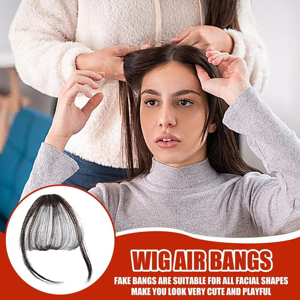 Description Picture 3 of itemFake Air Bangs Clip On Hair Styling Tools Hair Clip Hair Extensions Synthetic Hair Fake Bangs Natural Wig Clip In Bang For Women
