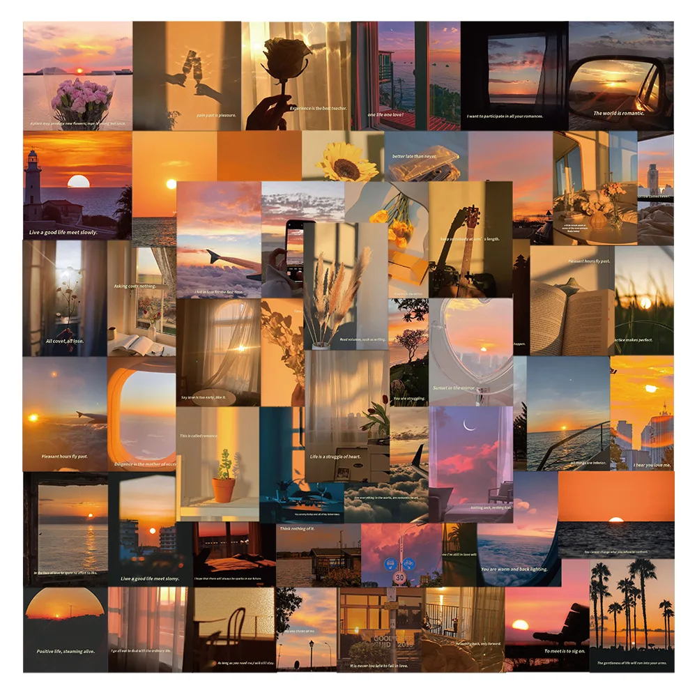 

10/30/60PCS Fresh Sunset Scenery Aesthetic Stickers Car Guitar Motorcycle Luggage Suitcase DIY Classic Toy Graffiti Sticker Gift