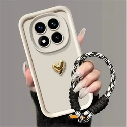 Elegant Gold Heart 3D Lanyard Phone Case - Redmi Note 15Pro 5G (White)