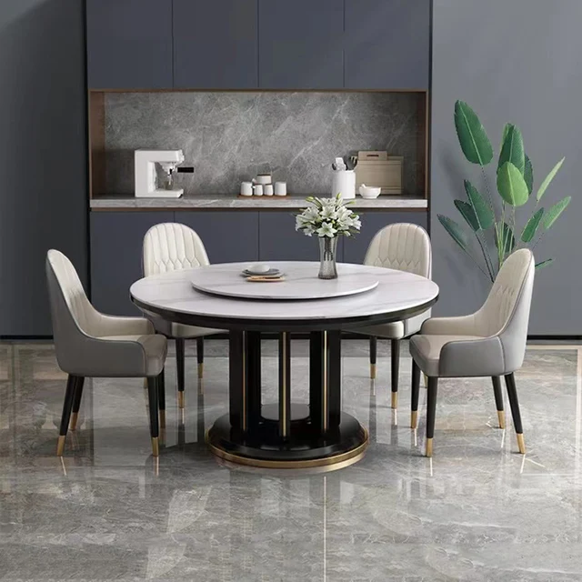 modern living room round dining table