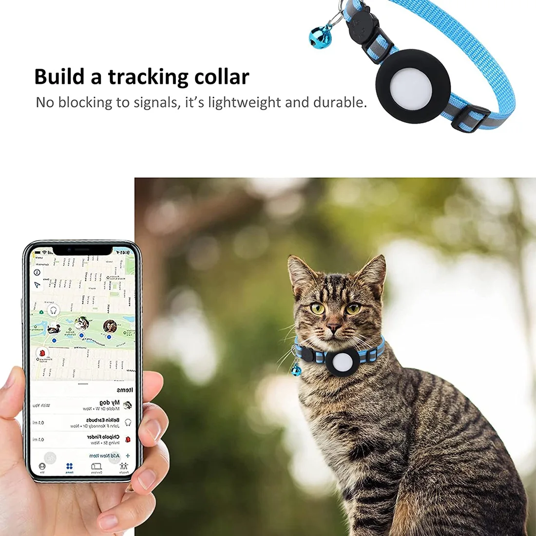 

Cat Collar Holder, for Air Tag Cat Collar Holder Compatible for Apple Airtag GPS Tracker, 2Pack Case Cover Black