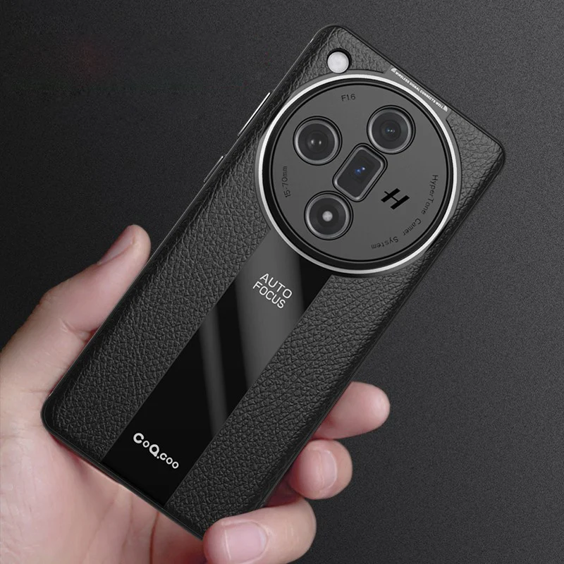 Per Oppo Find X7 Ultra, Custodia X7 Luxury Lichi Leather + Soft Tpu Ultra Thin Lens Protection Slim Matte Cover