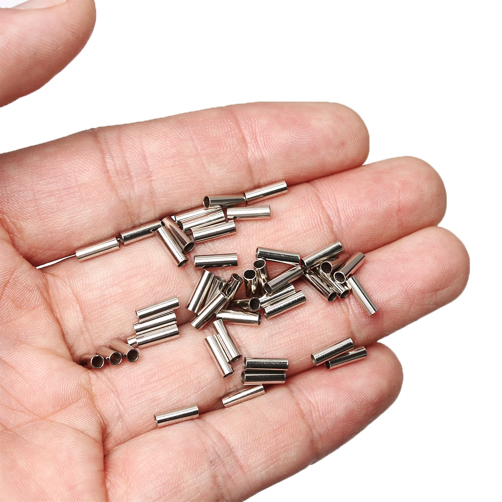 100pcsBlackSingleBarrelCopperSleevesFishingLineFixCrimpsMono