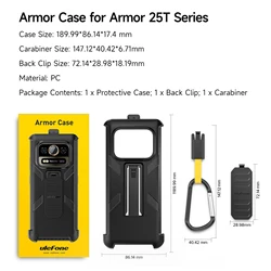 Rugged Back Clip Phone Case with Carabiner - Heavy - Duty Protective Cover for Original Case (Black)