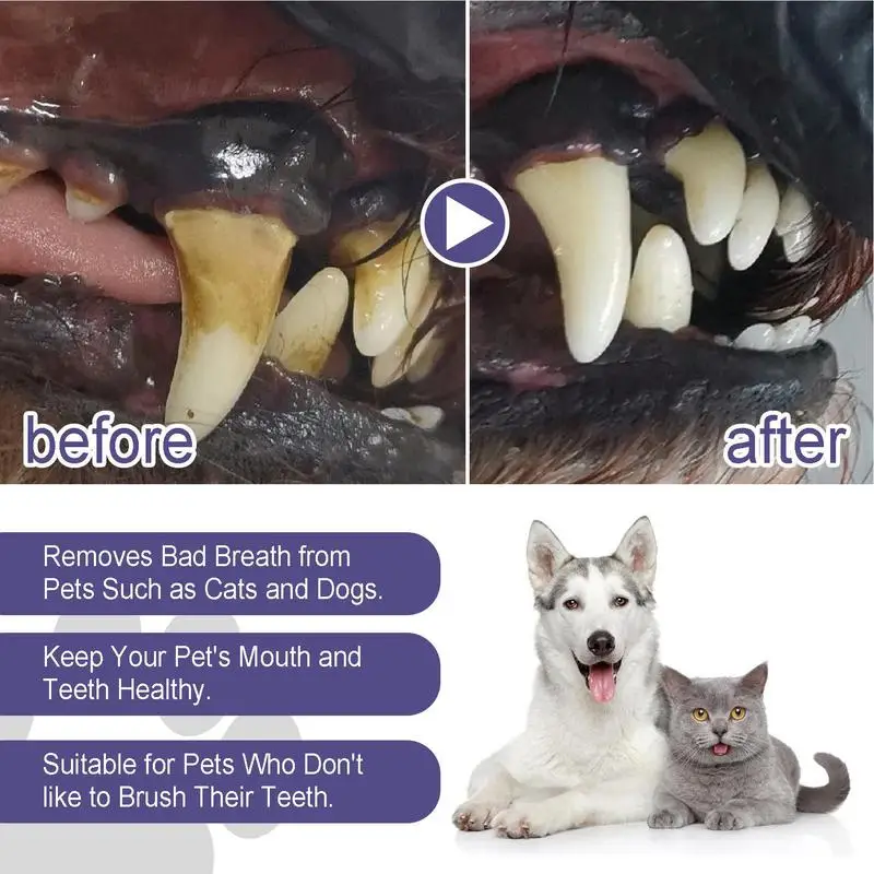 Pet Oral Cleanser Spray Pet Oral Repair Gel Tooth Repair Teeth Brushing Cleaner Natural Dogs Cats Toothpaste Gel Kitten puppy Breath Freshener supplies