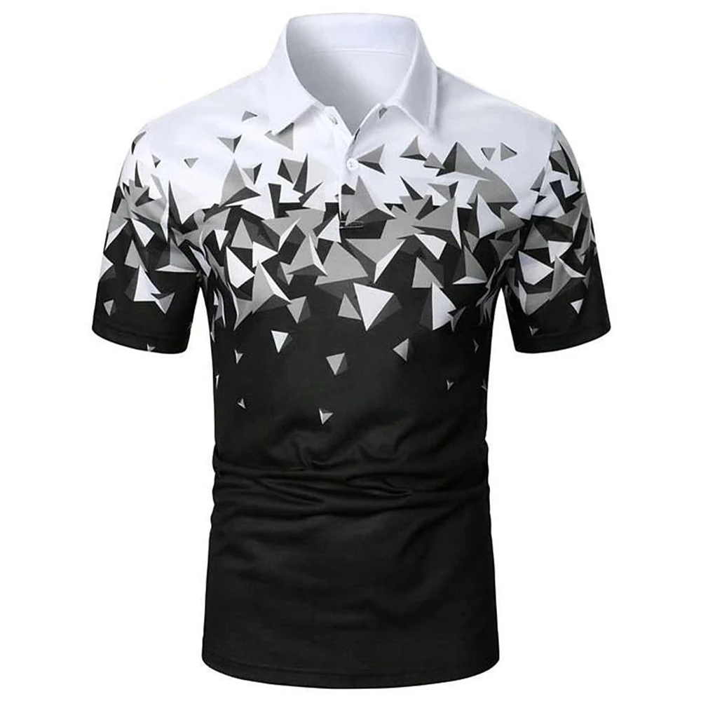 Gradient Polo Shirts Men Casual Lapel Short Sleeve T-Shirt 3d Print Golf Sports Shirt Summer Breath Quick Dry Men's Polo Shirts 2