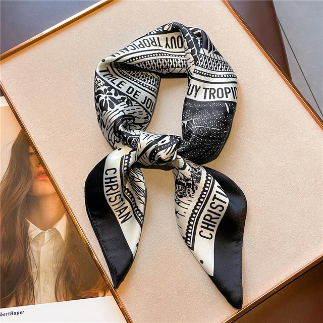 Luxury Print Silk Square Scarf Women Spring Neck Tie Shawl Wraps Female  90cm Hair Hand Wrist Headkercheif Hijab Bandana 2023 - AliExpress