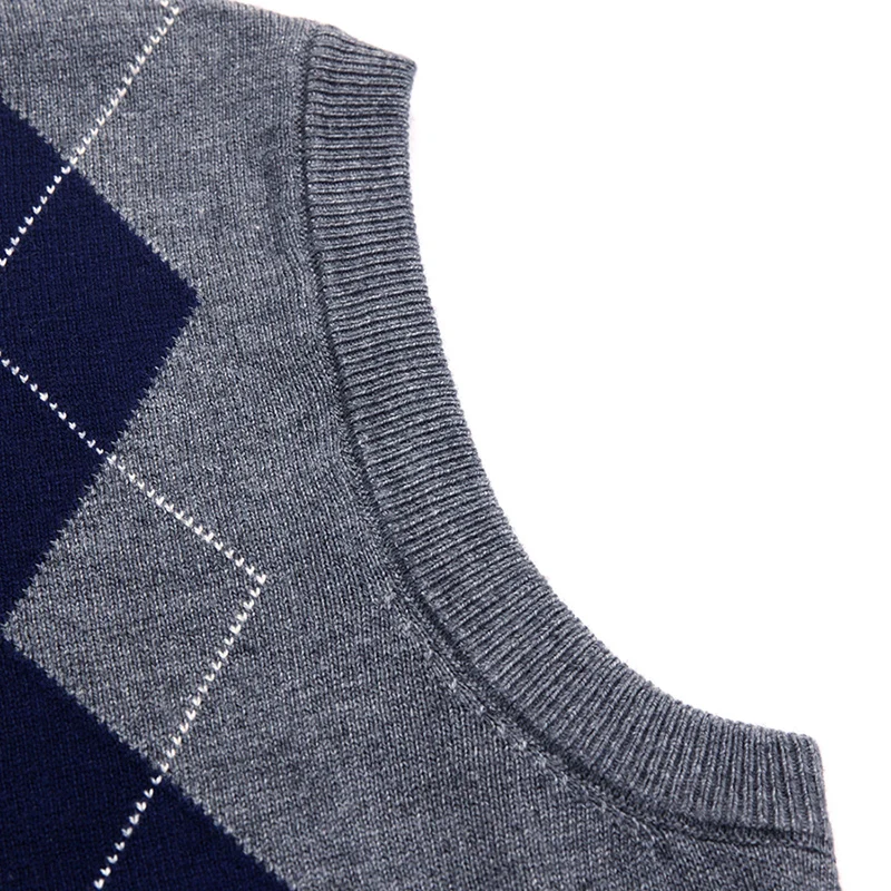 Yeni Moda Marka Kolsuz Kazak Erkek Kazak Yelek V Boyun Slim Fit Süveter Örgü Desenleri Sonbahar Rahat Giyim Erkekler_voghion.com