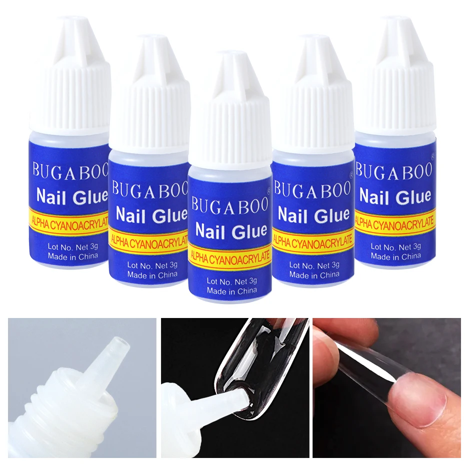 5pcs Fast Drying Nail Tips Glue Super Strong Gel For False Nail Tips Extension Rhinestone Gems Adhesive Manicure Tools For gel nail tools,gel nail art set