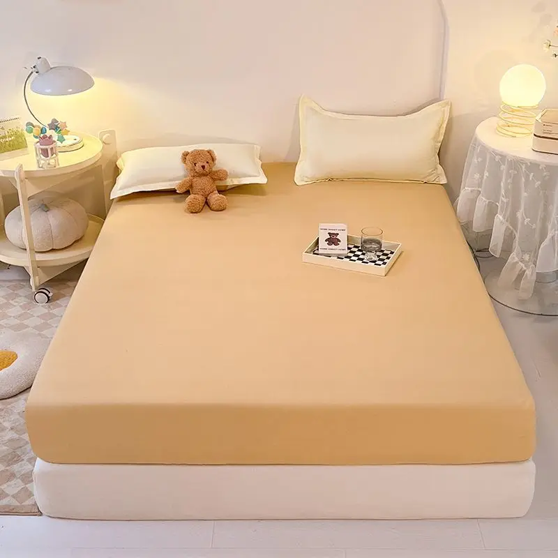 Washable Cotton Fitted Sheet Single Piece Non slip Mattress Protective Cover Full Cover Bed Sheet Simmons Cover