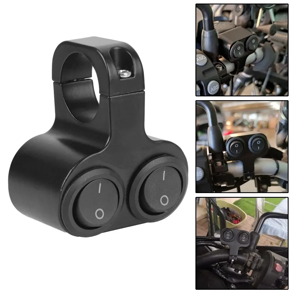 Motorcycle Handlebar Switch 12V Dual Button Control Waterproof 7/8in 22mm Flasher Speaker
