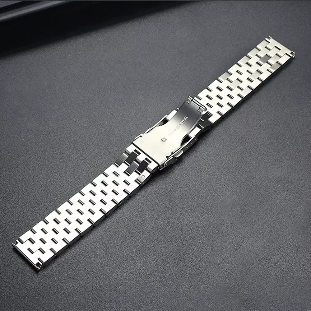 Premium Solid Stainless Steel Watch Strap with Flat Interface and Tool Accessories