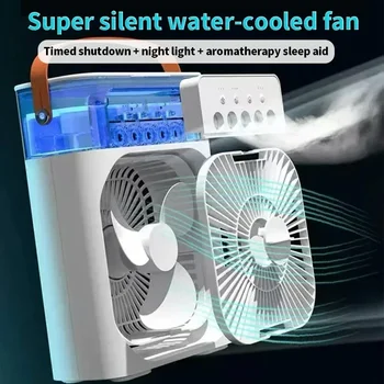 휴대용 선풍기 에어컨, USB 전기 선풍기, LED 야간 조명, 물 미스트, 재미있는 가정용 가습기, 3 in 1