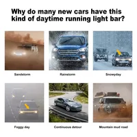 LED Car Daytime Running Light Strip - Red & Yellow Dual Color Plug And Play Start Scan Turn Signal 12V Universal Car Hood Light 6