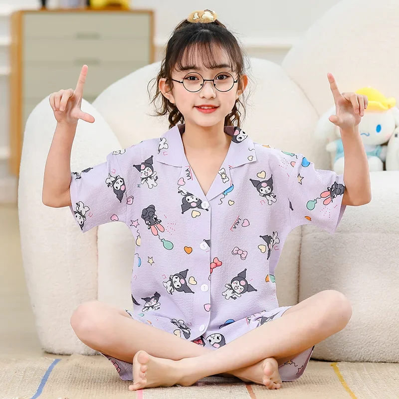 미니 루피 여름 어린이 잠옷 세트, 어린이 가디건, 반팔 루피 잠옷, 애니메이션 헬로 키티, 소녀 소년 생일 선물