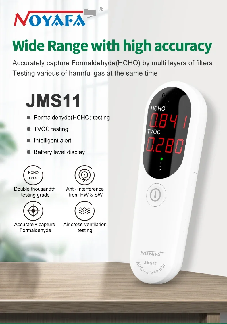 NOYAFA JMS11 Digital Air Quality Monitor Formaldehyde TVOC Meter Portable Sensor