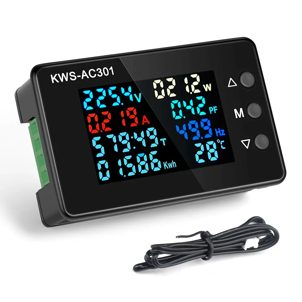 KWS-AC301 Wattmeter Power Meter Voltmeter AC 50-300V Voltage Power Analyzers LED AC Electricity Meter 0-20/100A Detector