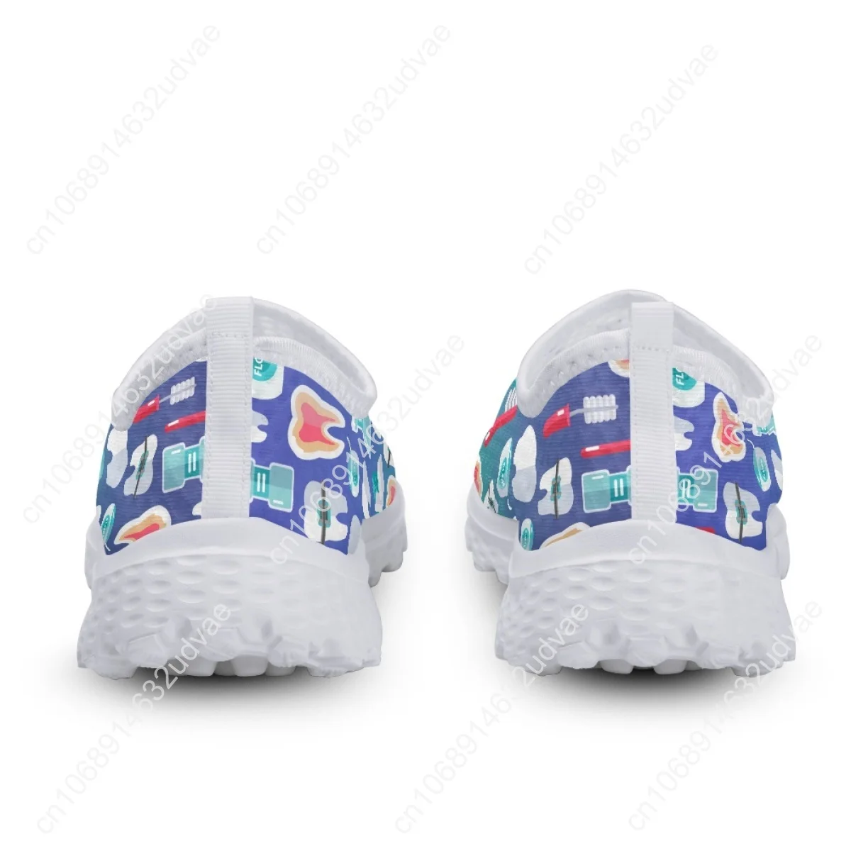 Casual Slip On Dental Shoes for Woman Cartoon Tooth/Dentist Gradient Pattern Flat Sneakers Mesh Ladies Light Loafers