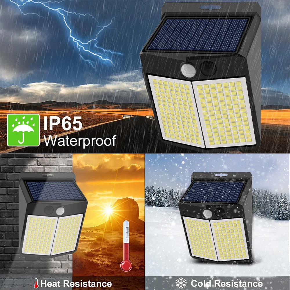 solar security light 196 230 LED Lighting Solar Light for Garden Decoration Outdoor PIR Motion Sensor Lights Waterproof Spotlights Solar Powered Lamp solar powered led wall light