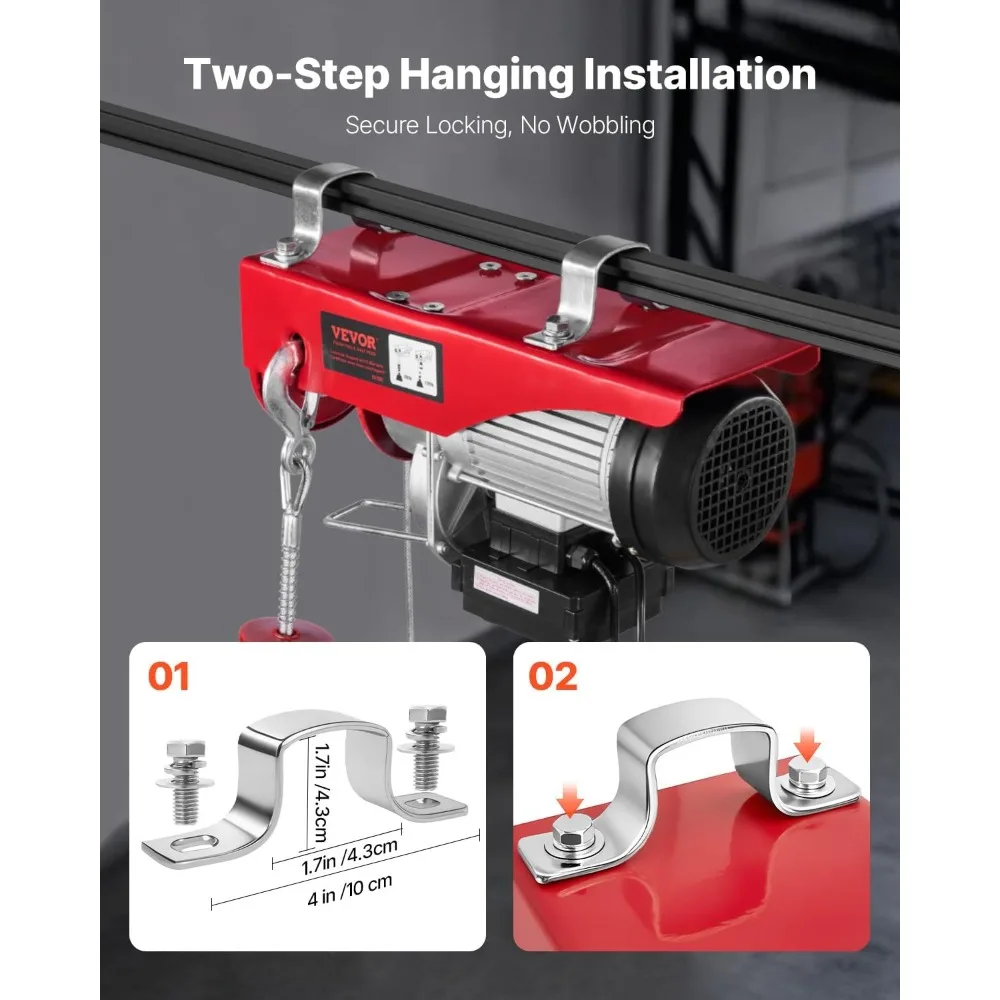 Electric Hoist, 2200 lbs 120V Electric Winch with 328 ft Wireless & 14 ft Wired Remote Control 40 ft Single Cable Lifting Height