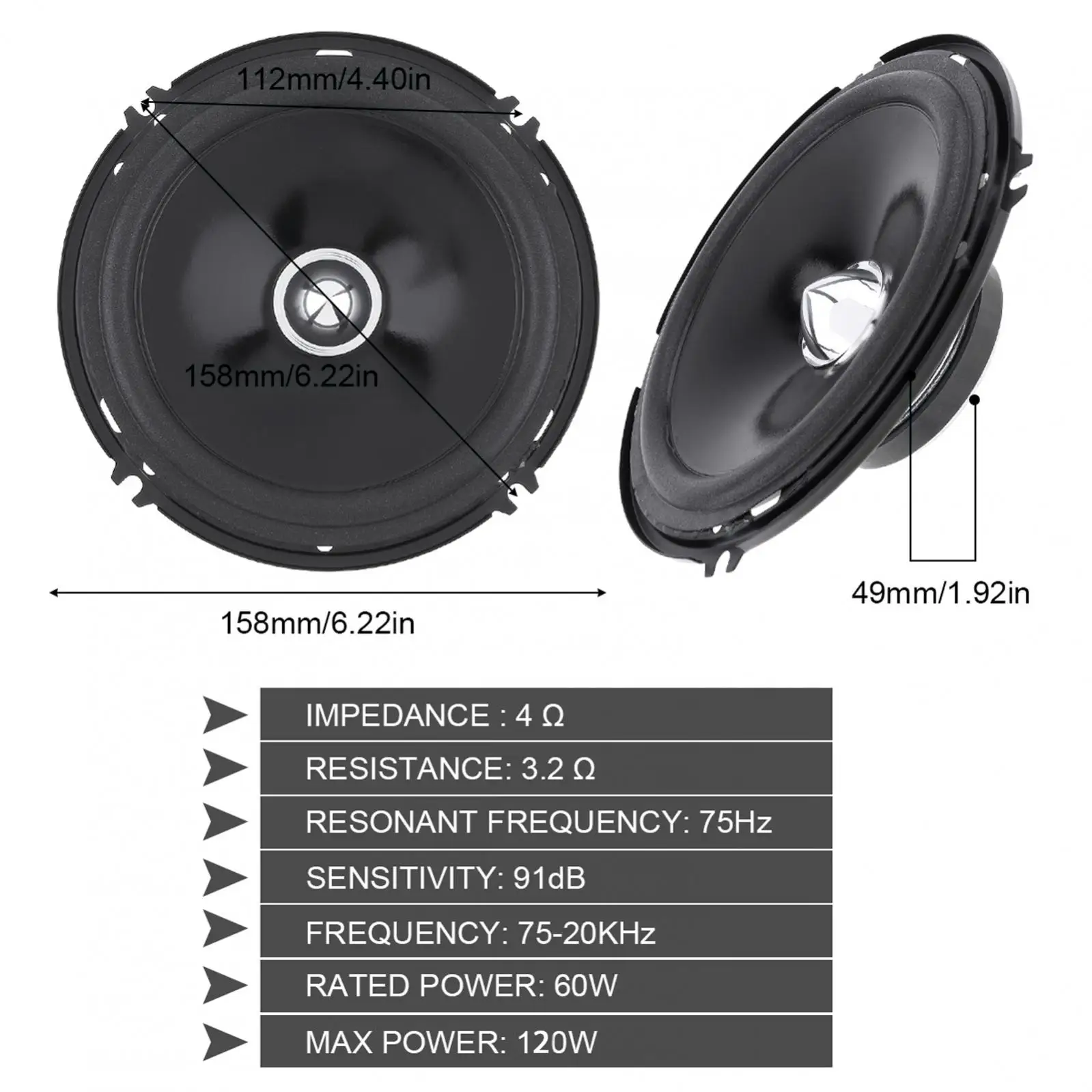 2pcs 6.5Inch 100W Full Range Frequency Car Audio Speaker Heavy Mid-bass Ultra-thin Modified Speaker Non-destructive Installation