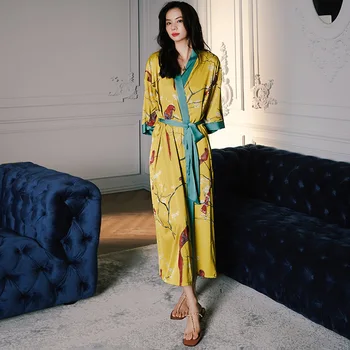 Nuova Collezione Estiva di Abbigliamento da Notte, Vestaglia Lunga da Casa per Donne, Camicia da Notte Casual, Kimono, Accappatoio, Lingerie Intima