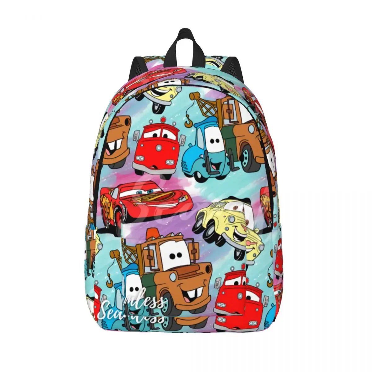 Custom Happy Cars Lightning McQueen Canvas Backpack for Boys Girl ...
