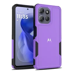 Military Grade Anti - Drop Armor Phone Case - 2 - in - 1 Protection Cover for Motorola Moto G Play (2024) (PURPLE)