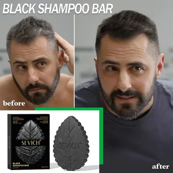 Shampoo Solido Copertura Capelli Grigi, Riparatore Colore Capelli Bianchi, Trattamento Lisciante Nutriente Antiforfora, Sapone Naturale per Scurezzare i Capelli