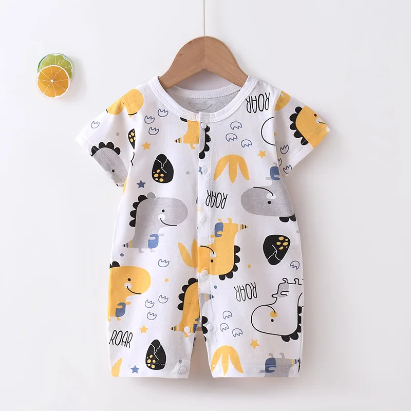 2024 New Baby Onesies Climbing Clothes Pure Cotton Summer Newborn Boys Girls Rompers Short-Sleeved Thin Harness Infant Clothes 5