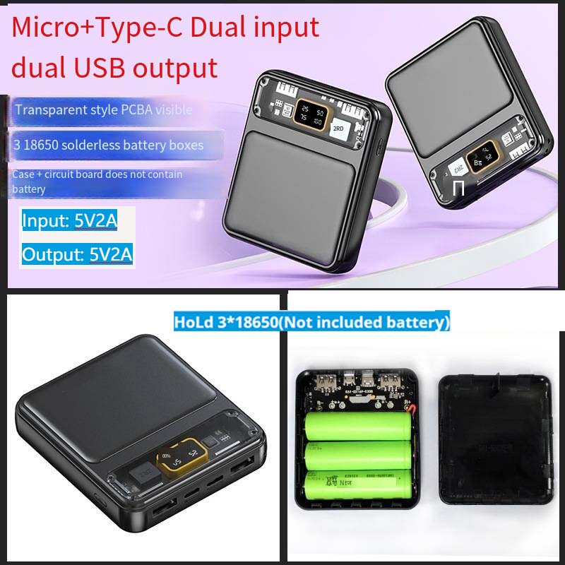 3pcs 18650 Battery DIY Power Bank Case Charge Storage Box Dual USB Type C Android Micro USB Fast For iPhone Xiaomi