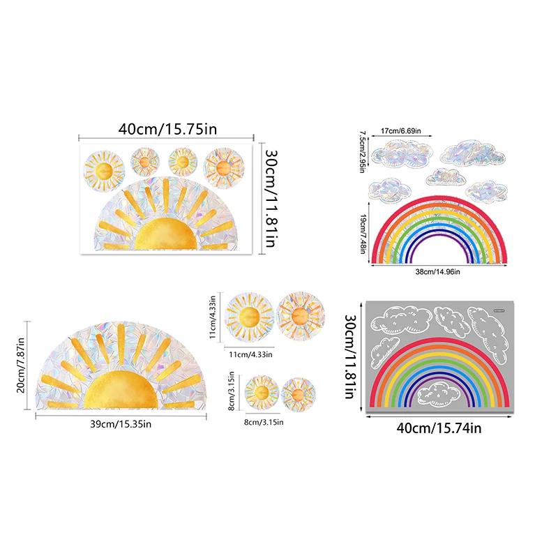 

Красочные радужные солнечные облака наклейки на окна из ПВХ окна украшения настенные наклейки украшения дома самоклеющиеся электростатические росписи