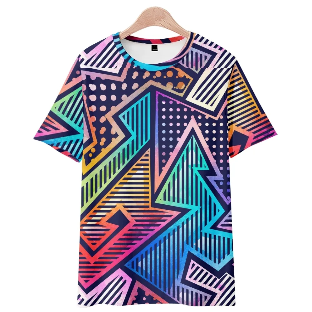 

square color T-shirt 3D digital printing summer short-sleeved T-shirt