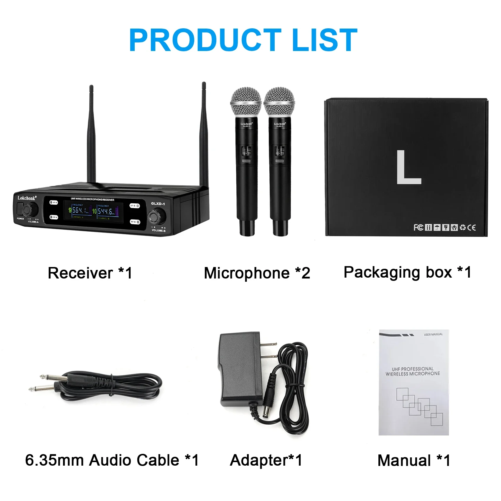 מערכת מיקרופון אלחוטי glxd1 מערכת מיקרופון אלחוטי תדר uhf קבוע אלחוטי מיקרופון דינמי עבור כנסיית קריוקי