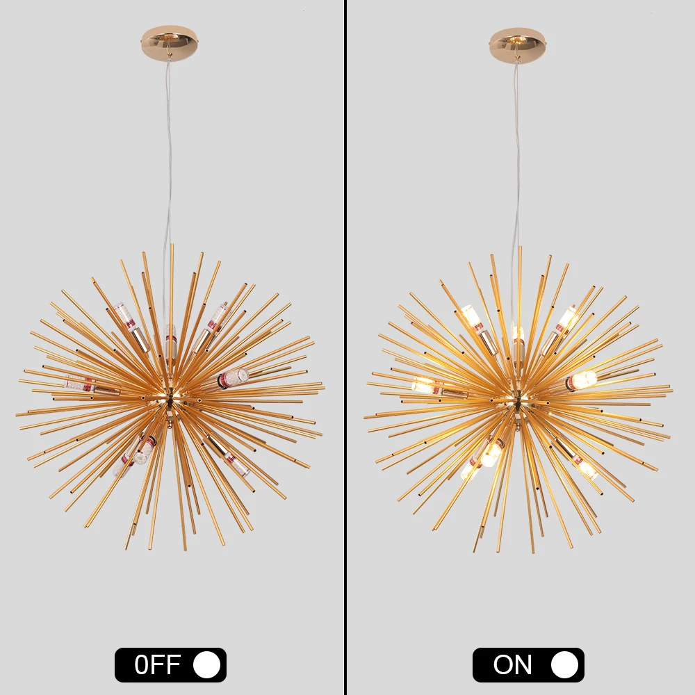 Led Firework Gold Chandelier Modern Pendant Light Ceiling Lamp Dining Room Kitchen Island Nordic Luminaire Home Decor Fixture