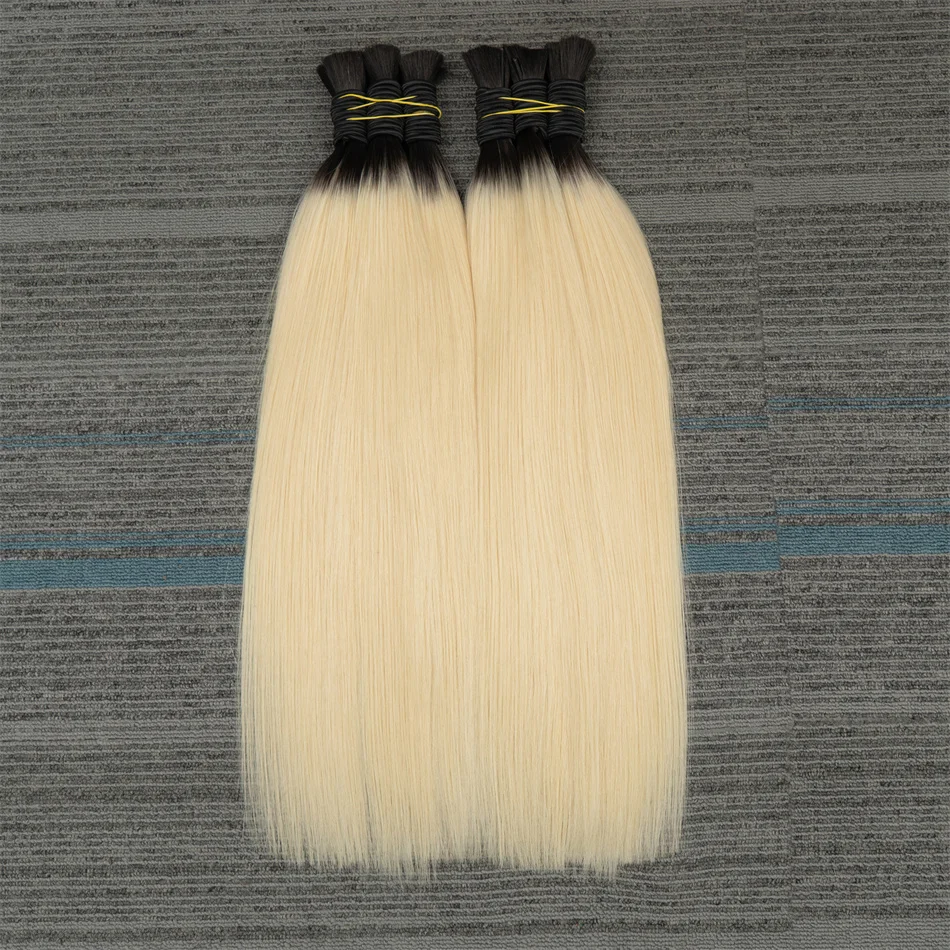 Ombre Straight Bulk Braiding Hair 100% Brazilian Virgin Remy Human Hair Extensions 613 Blonde Color Natural Piece human hair extensions
